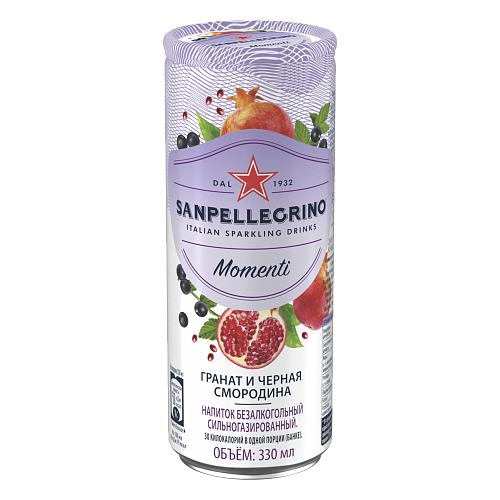 Напиток San Pellegrino Momenti гранат и ч.смородина 0,33л*24 ж/б